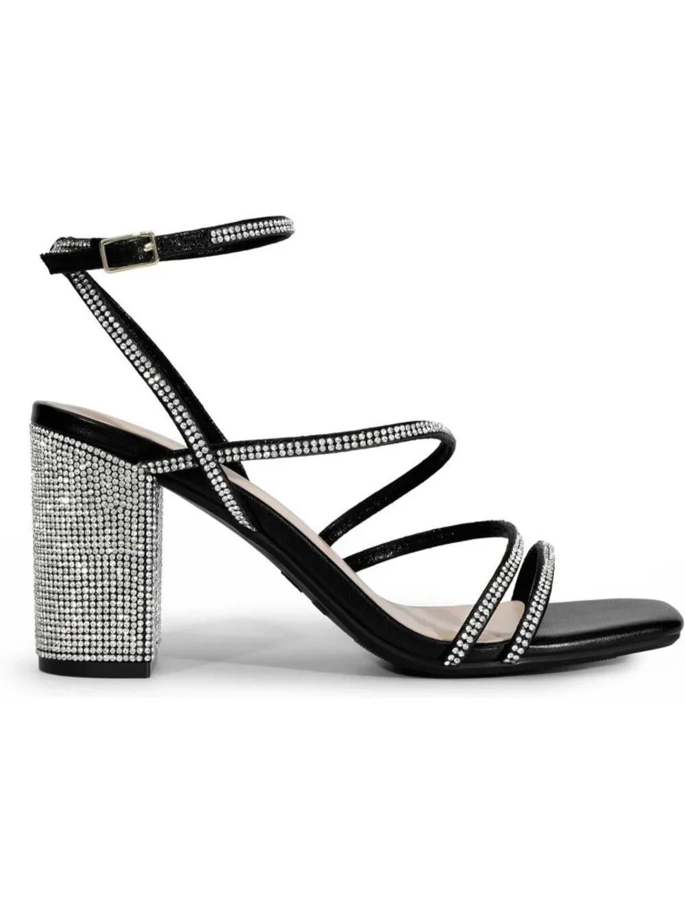 Dream Pairs Women's Black Rhine Open Toe Sleek Straps Chunky Block Heel Sandals